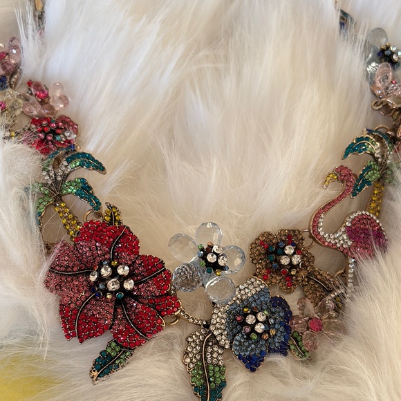 Eye Candy PINK FLAMINGO Floral Necklace - Picture 1 of 8